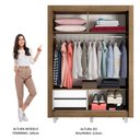Ver imagem 5 de Guarda-roupa Solteiro Madesa Dallas 2 Portas de Correr de Espelho 2 Gavetas com Pés - Rustic