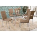 Ver imagem 1 de Conjunto Mesa Sala Jantar Loire com Tampo de Vidro 120x80cm e 6 Cadeiras Amsterdã Cromada Capuccino