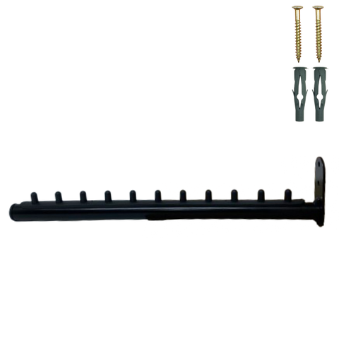Arara Rt 40cm Cabideiro de Parede para Roupas 10 Cabides Aço Reforçado Preto