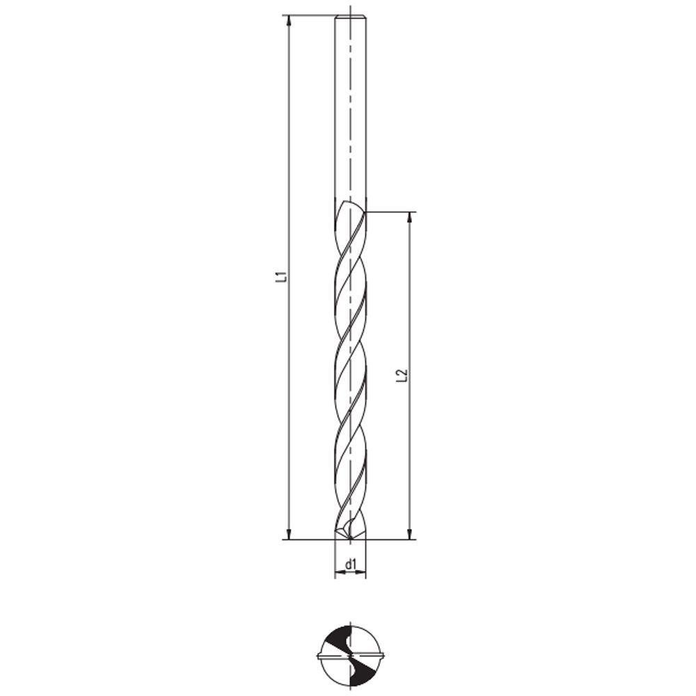 Broca de Geral Hss - Med. 5,95 X 93 Mm - Corte À Direita, Din 338 - Aço Rápido Hss (m2) - Cód. - 6