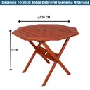 Ver imagem 7 de Mesa Dobrável Oitavada Ipanema Mestra Móveis 120cm Largura Madeira Maciça Polisten Jatobá 74cm (