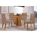 Ver imagem 1 de Conjunto: Mesa de Cozinha Berlim Tampo Curvo 90cm+4 Cadeiras Maldivas Madeira Naturale - Capuccino/