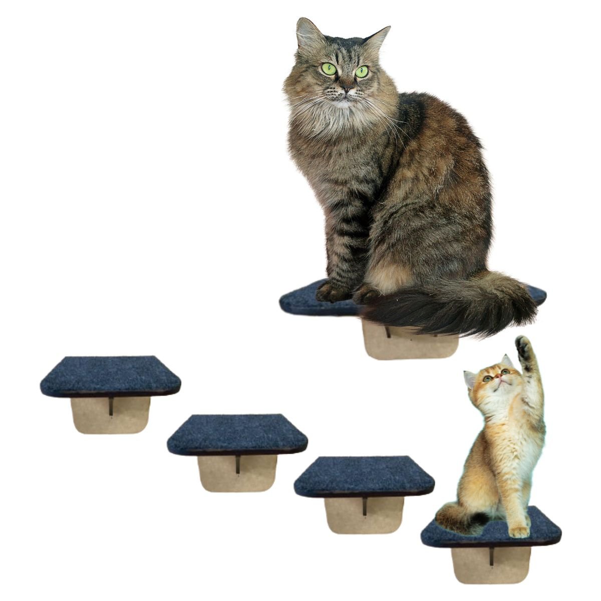 Kit com Prateleira e 04 Degraus Pet Gatos Escada Playground