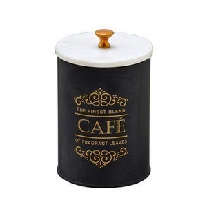Pote em Inox Preto C/ Tampa em Cerâmica para Café 15 cm