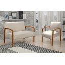 Ver imagem 2 de Kit Namoradeira + Poltrona Anita Decoração Recepção Sala Escritório - Linho Bege