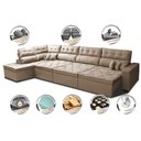 Ver imagem 3 de Sofá de Canto 4.80x2.36m Retrátil e Reclinável com Molas Cama inBox Platinum Esquerdo Suede Bege