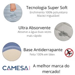 Tapete de Banheiro Super Soft Camesa Antiderrapante Macio Azul - 4