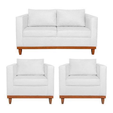 Kit Sofá 3 Lugares e 2 Poltronas Europa 180 cm Estilo Conforto e Elegância Suede - Doce Sonho