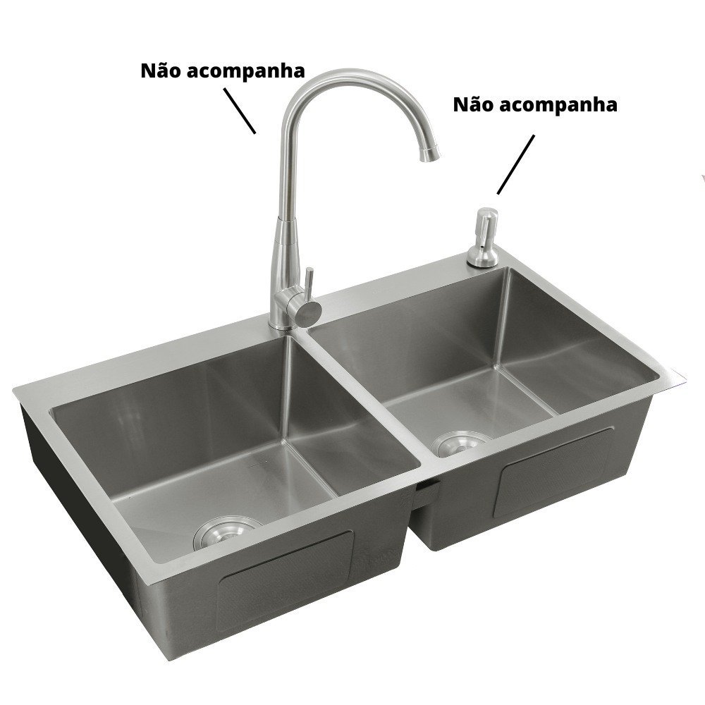 Cuba Dupla Gourmet Aço 304 Nano Silver 85X45cm Guimmis.casa - 2