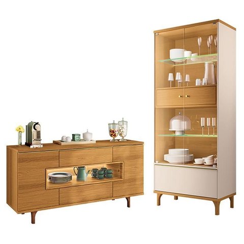 Cristaleira Lumina Off White Cinamomo com Buffet Murano Cinamomo - Hb Móveis