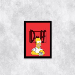 Quadro Duff Beer Homer Simpsons 33x24cm - com vidro:Madeira preta - 1