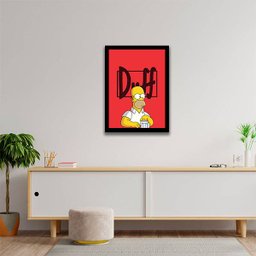 Quadro Duff Beer Homer Simpsons 33x24cm - com vidro:Madeira preta - 2