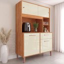 Ver imagem 1 de Cozinha 90cm 4 Portas 1 Gaveta com Nichos Yescasa Bege/Cinamomo/Off White