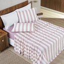 Ver imagem 1 de Jogo Lençol Casal 4 Peças 100% Algodão Malha Penteada Marin:Rosê