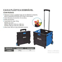 Carrinho Compras Caixa Organizadora Dobrável com Rodas Kala:azul - 3