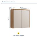Ver imagem 3 de Armário Aéreo para Cozinha 80cm 2 Portas MDF Nobre Bege/Cinamomo/Off White