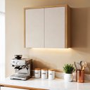 Ver imagem 1 de Armário Aéreo para Cozinha 80cm 2 Portas MDF Nobre Bege/Cinamomo/Off White