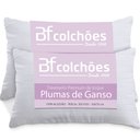 Ver imagem 1 de Kit 2 Travesseiros Fibras Toque Pluma de Ganso 100 Algodão Percal 300 Fios Premium Antialérgico 50x7