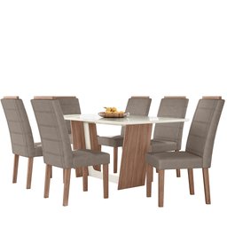 CONJUNTO SALA DE JANTAR SUÍÇA 1,56 X 0,84 COM 6 CADEIRAS AMÊNDOA 01A - 2