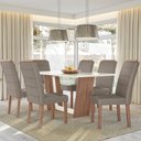 Ver imagem 1 de CONJUNTO SALA DE JANTAR SUÍÇA 1,56 X 0,84 COM 6 CADEIRAS AMÊNDOA 01A