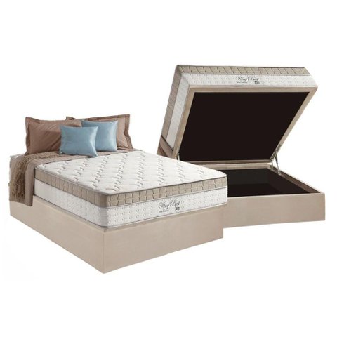 Conjunto Box Baú Casal Colchão Espuma Anjos Molas Ensacadas Masterpocket King Best Clean + Base