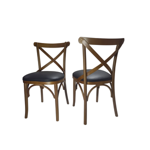 Kit 2 Cadeiras Dubai Madeira Maciça Assento Estofado Couro Sintético Preto Castanho