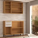 Ver imagem 5 de Cozinha Compacta Notte 6 Portas 2 Gavetas 100% Mdf com Vidro Amêndoa/off White - Panorama Móveis