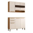 Ver imagem 3 de Cozinha Compacta Notte 6 Portas 2 Gavetas 100% Mdf com Vidro Amêndoa/off White - Panorama Móveis