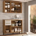 Ver imagem 2 de Cozinha Compacta Notte 6 Portas 2 Gavetas 100% Mdf com Vidro Amêndoa/off White - Panorama Móveis