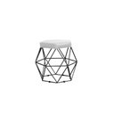 Ver imagem 1 de Puff Onix Preta Tecido Sintético Branco Metal Móveis