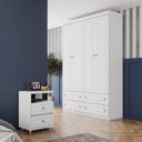 Ver imagem 1 de Guarda Roupa e Mesa de Cabeceira Americana 4 Portas 6 Gavetas Branco Móveis Henn