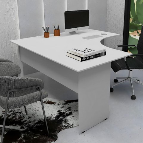 Mesa Escrivaninha em L 160cm X 60cm Pés Painel F5 Office