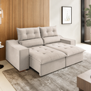Ver imagem 1 de Sofá 3 Lugares 2,10m Retrátil e Reclinável com Pillow Top Jasper Veludo Bege - Casa Giulia