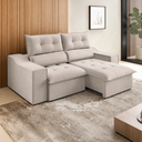 Ver imagem 2 de Sofá 3 Lugares 2,10m Retrátil e Reclinável com Pillow Top Jasper Veludo Bege - Casa Giulia
