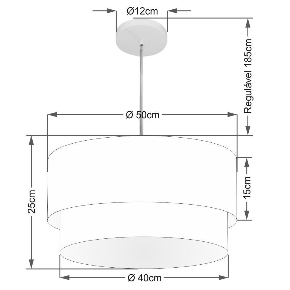 Pendente Cilíndrico Bege MJ-4351 Para Mesa de Jantar - 2