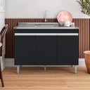 Ver imagem 2 de Balcão de Cozinha com Pia Inox 120cm 3 Portas Manu Preto - Ajl Móveis