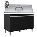 Ver imagem 1 de Balcão de Cozinha com Pia Inox 120cm 3 Portas Manu Preto - Ajl Móveis