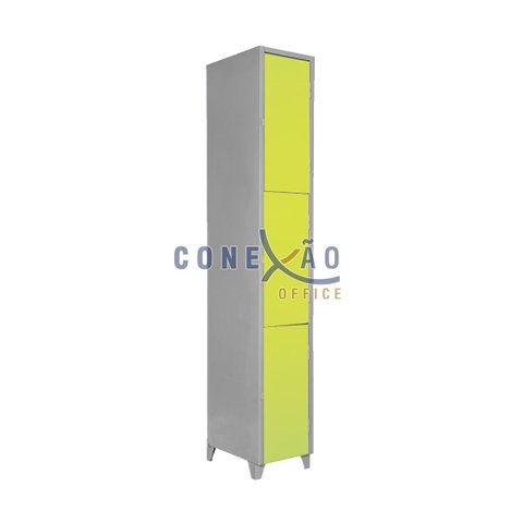 Armário Roupeiro De Aço Vestiário Academia 3 Portas Locker Amarelo