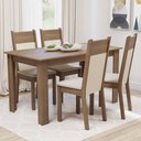 Ver imagem 1 de Conjunto Sala de Jantar Madesa Cali Mesa Tampo de Madeira com 4 Cadeiras - Rustic/crema/bege
