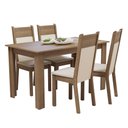 Ver imagem 3 de Conjunto Sala de Jantar Madesa Cali Mesa Tampo de Madeira com 4 Cadeiras - Rustic/crema/bege