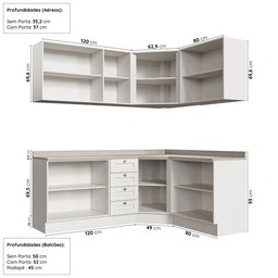 Cozinha Modulada 6 Peças com Tampo 3 Aéreos e 3 Balcões Arizona CabeCasa MadeiraMadeira - 4