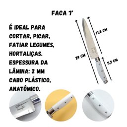 Faca 7" Inox Para Cozinha Churrasco Pesca Legumes Frutas - 4