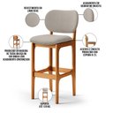Ver imagem 4 de Kit 5 Banquetas Alta Bar Cozinha Sala Jantar Fixa Betta L02 Imbuia Linho Bege - Lyam Decor