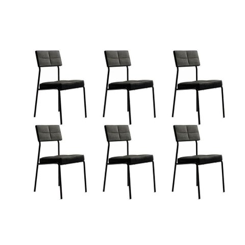 Cadeira de Cozinha Neo 1740 Kit 6 Uni Preto Grafite Preto