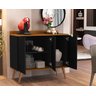 Aparador 3 Portas Buffet 4400 Pés Palito Madeira Preto / Nature - Comprar Moveis em Casa - 2