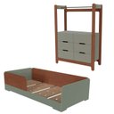 Ver imagem 2 de Quarto Infantil Completo Guarda-Roupa Closet e Cama Solteiro Montessoriana 100% MDF Olivia e Mark Verde/Verti/Castanho