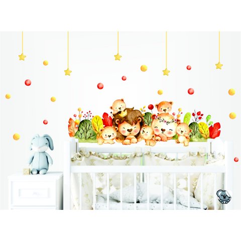Adesivo De Parede Infantil Cabeceira de Berço Safari Cute