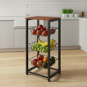 Ver imagem 1 de Fruteira de Chão Cozinha Aço Preto Tampo Amêndoa Roma