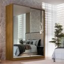 Ver imagem 2 de Guarda Roupa Solteiro Espelho 2 Portas de Correr Freijó Natural 183x59,8x235cm Emovell