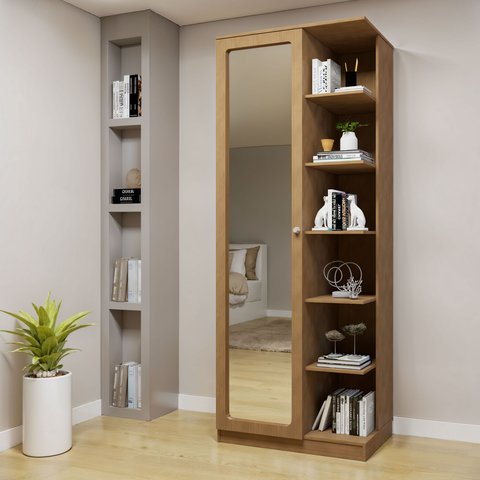 Armário Multiuso 1 Porta com Espelho João Pessoa  